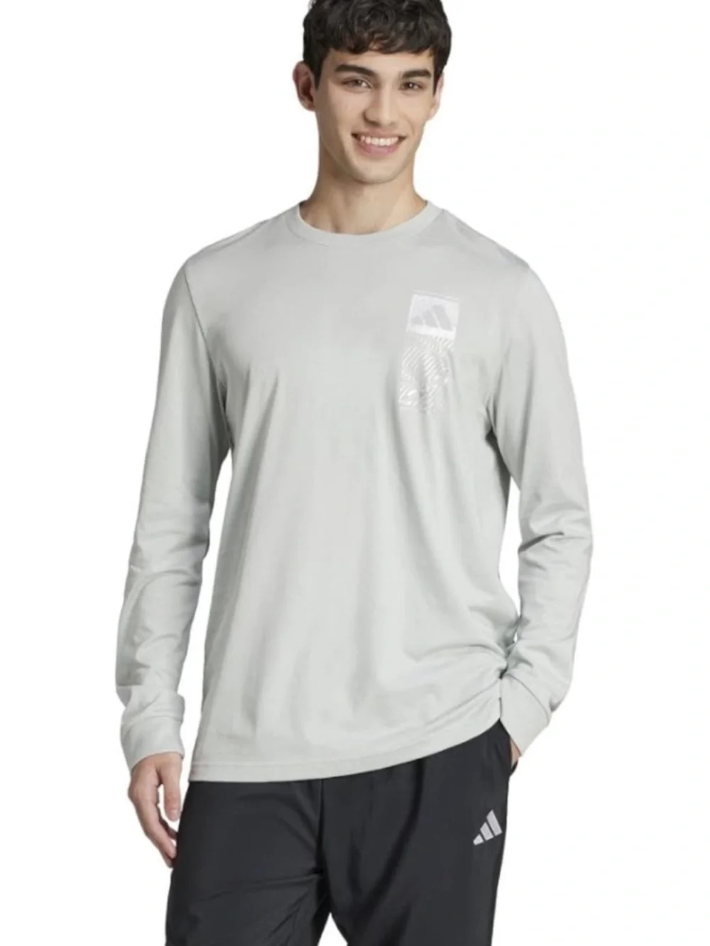 Adidas Tech Metallic Long Sleeve Tee Wonder Silver Men’s XL🩶✨
